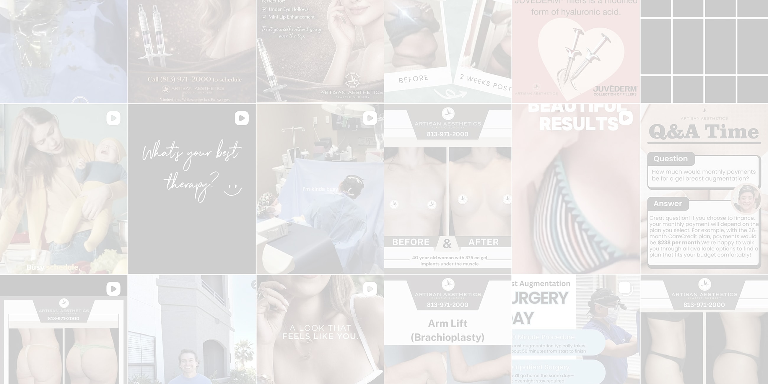Aesthetic and wellness treatment promotional content collage.
