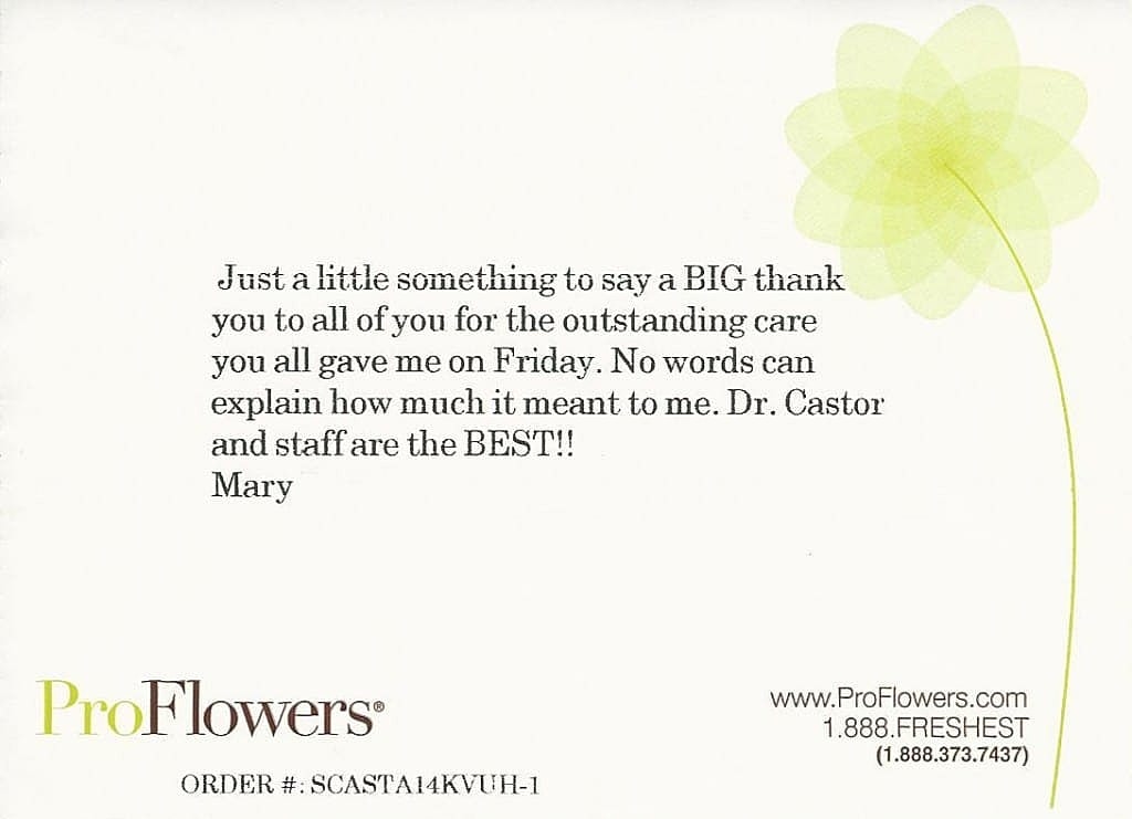 Thank you card expressing gratitude for care.