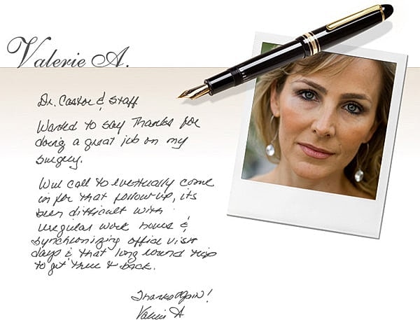 Thank you note with photo and pen.