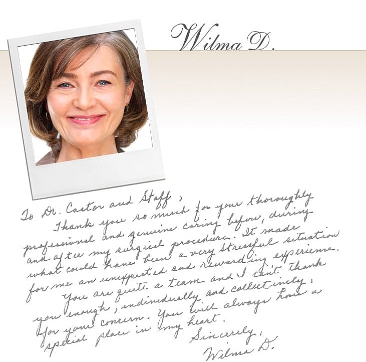 Thank you note from patient Wilma D.