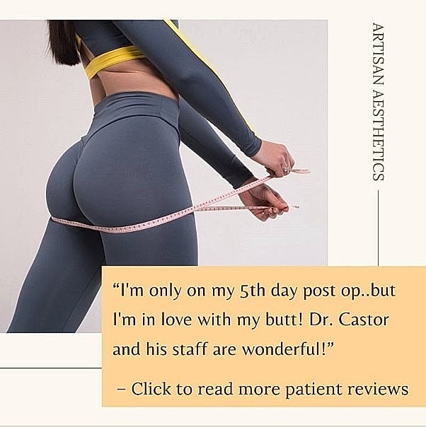 Post-surgery patient testimonial and body measurement.