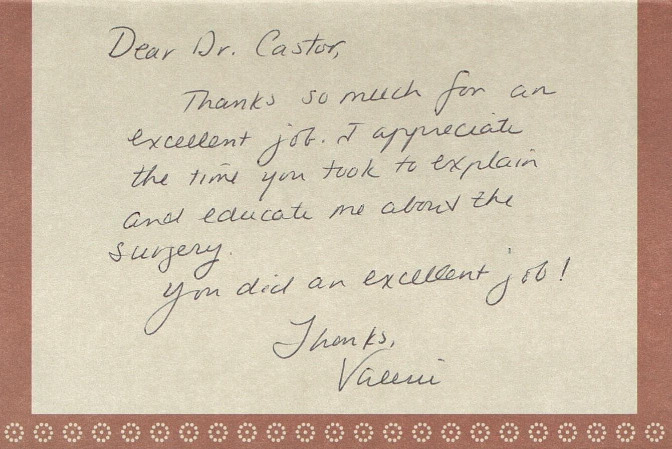Thank you note appreciating a doctor's help.